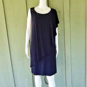 NWT BETSY & ADAM Navy Blue Asymmetrical Dress 22W